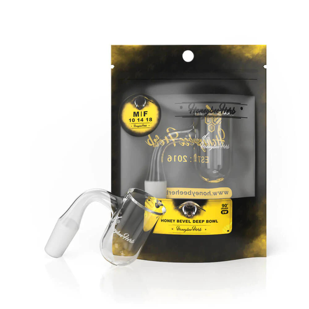 Honeybee Herb Black Line Honey Bevel Deep Bowl Banger 90 degree 10 mm M