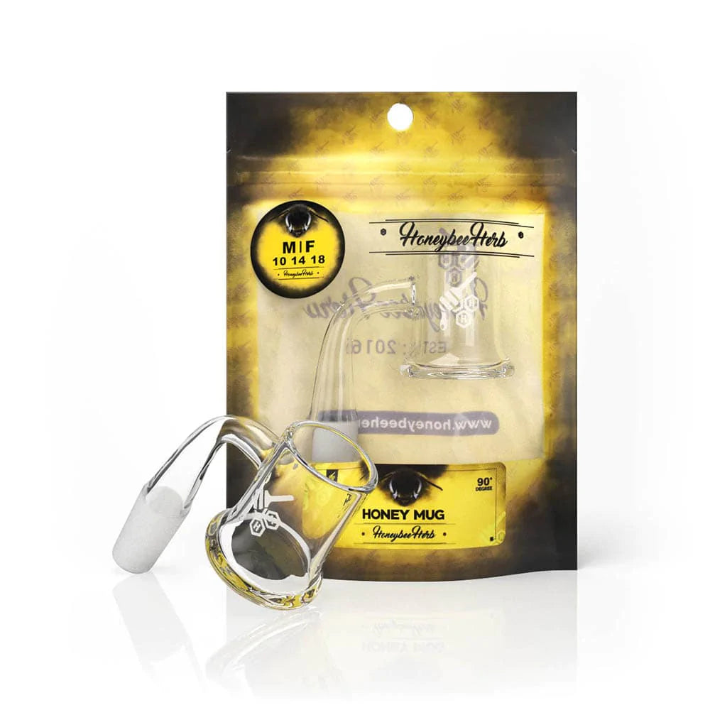Honeybee Herb Yellow Line Honey Mug Banger 90 degree 14 mm M