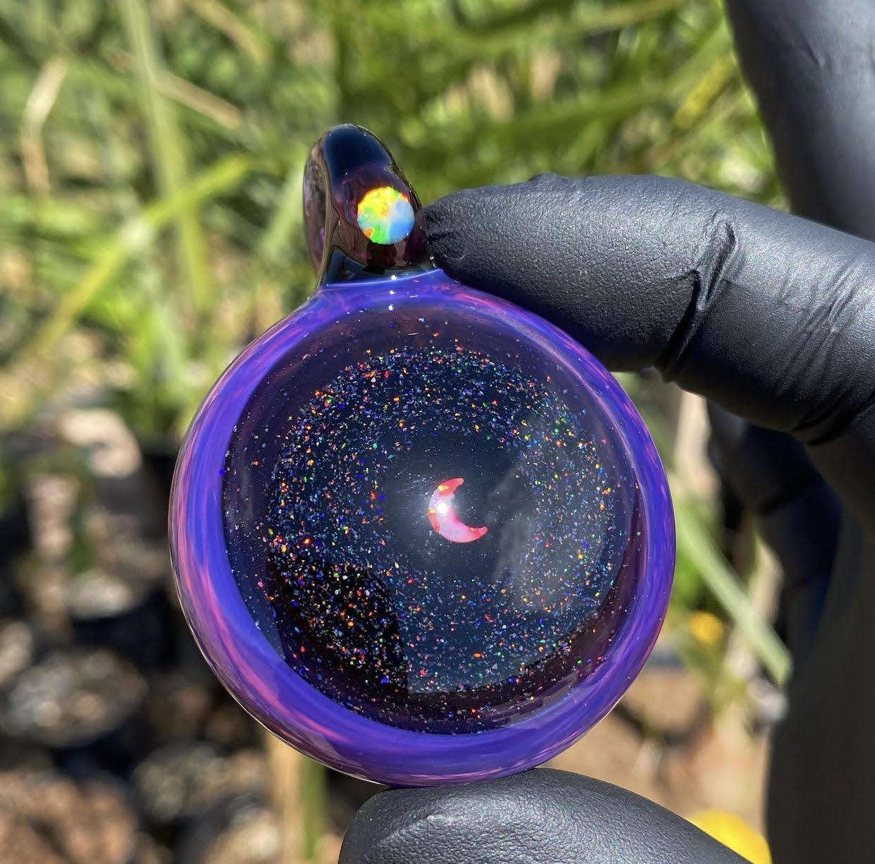 Kevin Bergesson Galaxy/Stargazer/Gold Amethyst Cropal & Opal Pendant