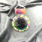 PA Jay Linework Window Pendant w/ Amber Purple & Jade