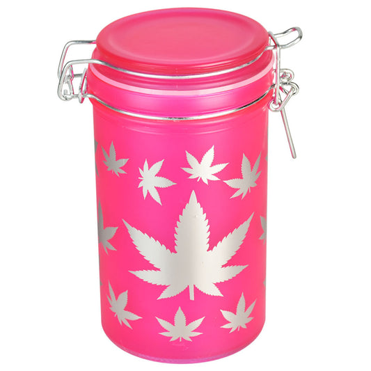 Pink w/ Silver Leaves Stash Jar