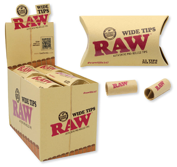 RAW Prerolled Wide Tips - Pack of 21