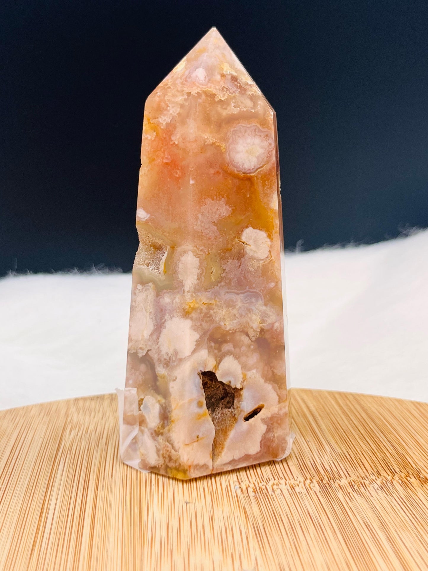Small Pink Flower Agate Tower