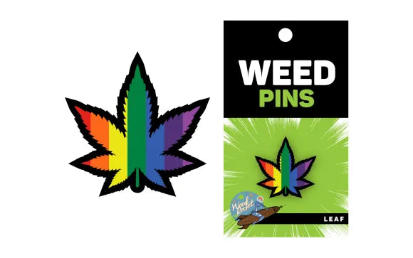 Wood Rocket Pin - Rainbow Leaf